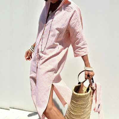 Isla | Coastal Stripe Shirt Dress