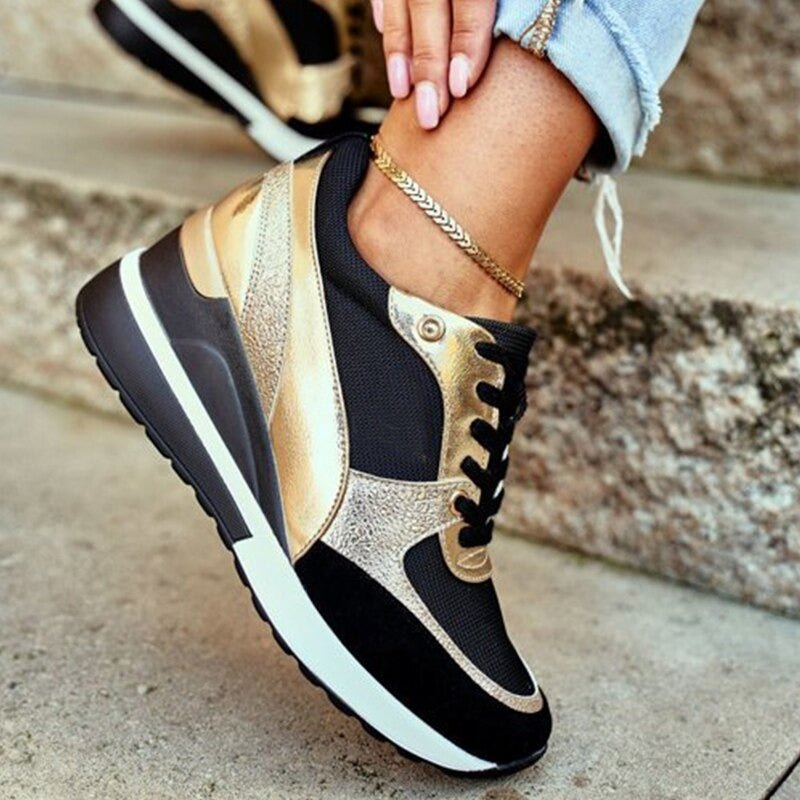 Eva | Luxe Metallic Platform Sneakers
