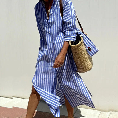 Isla | Coastal Stripe Shirt Dress