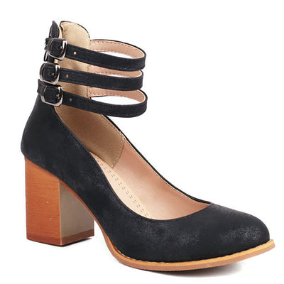 Clara | Smooth Ankle-Strap Sandals with Block Heel