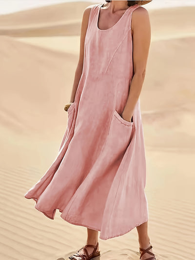 Maeve | Linen Blend Sleeveless Midi Dress