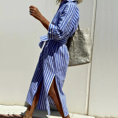 Isla | Coastal Stripe Shirt Dress