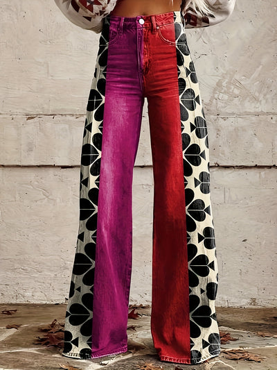 Daisy | Retro Heart-Panel Wide-Leg Jeans