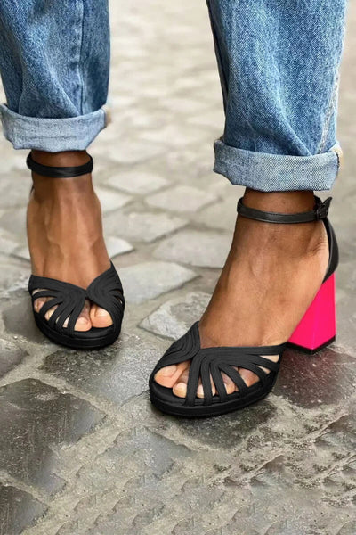 Luma | Metallic Sandals with Fluorescent Heel