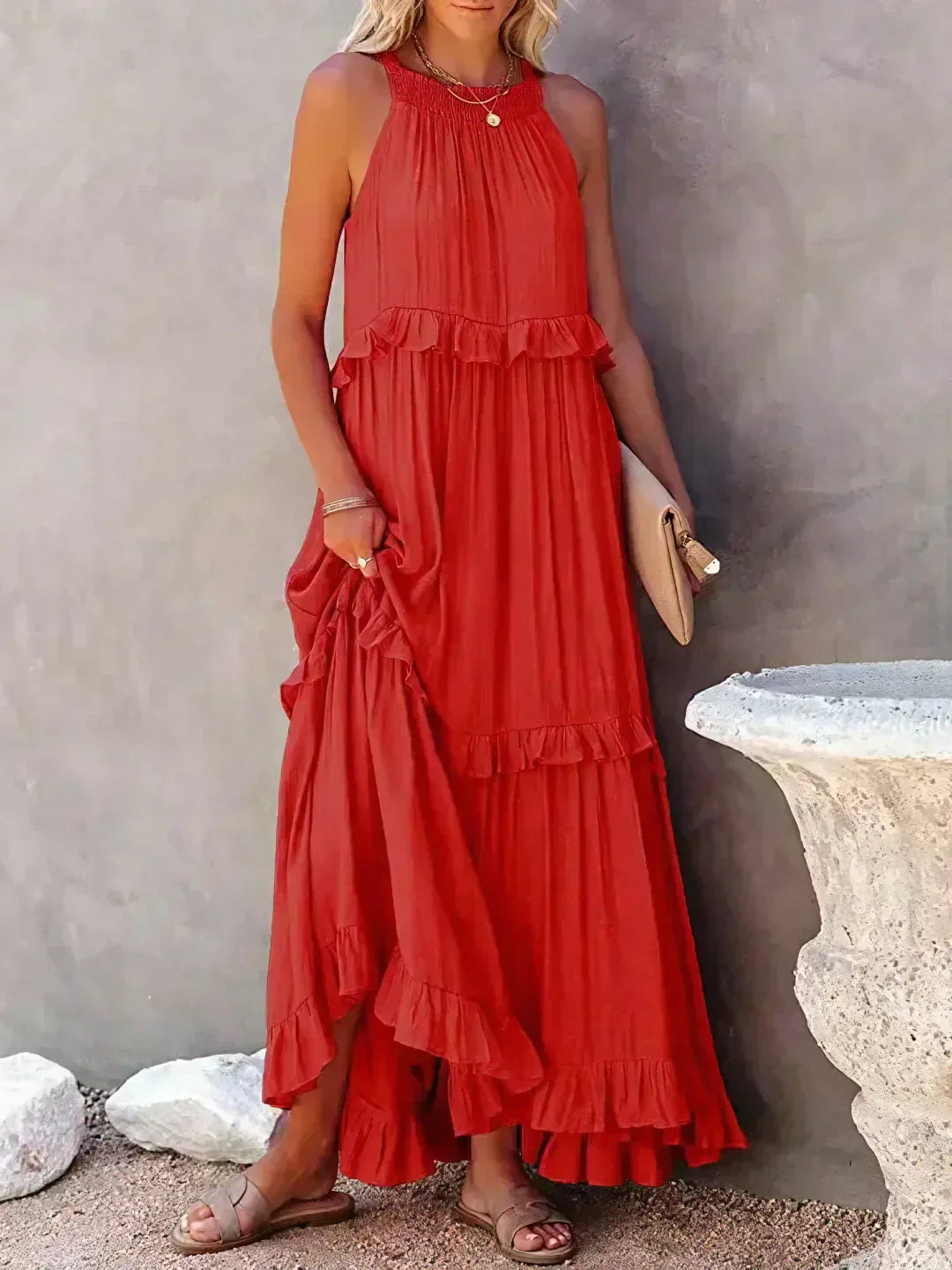 Isla | Boho Ruffle Maxi Dress
