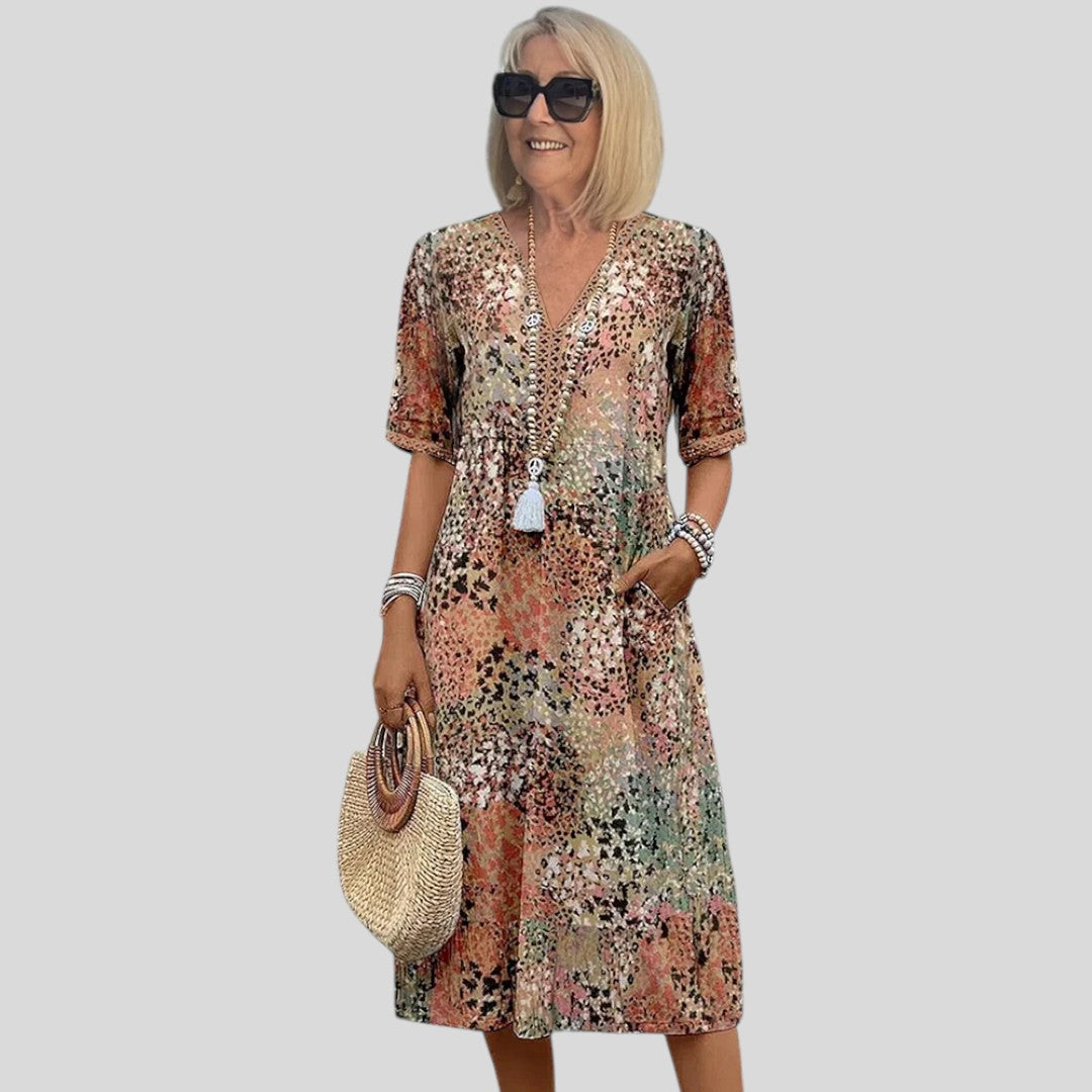Danielle | Vibrant Midi Dress With Pockets