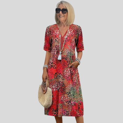 Danielle | Vibrant Midi Dress With Pockets