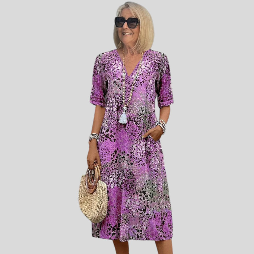 Danielle | Vibrant Midi Dress With Pockets