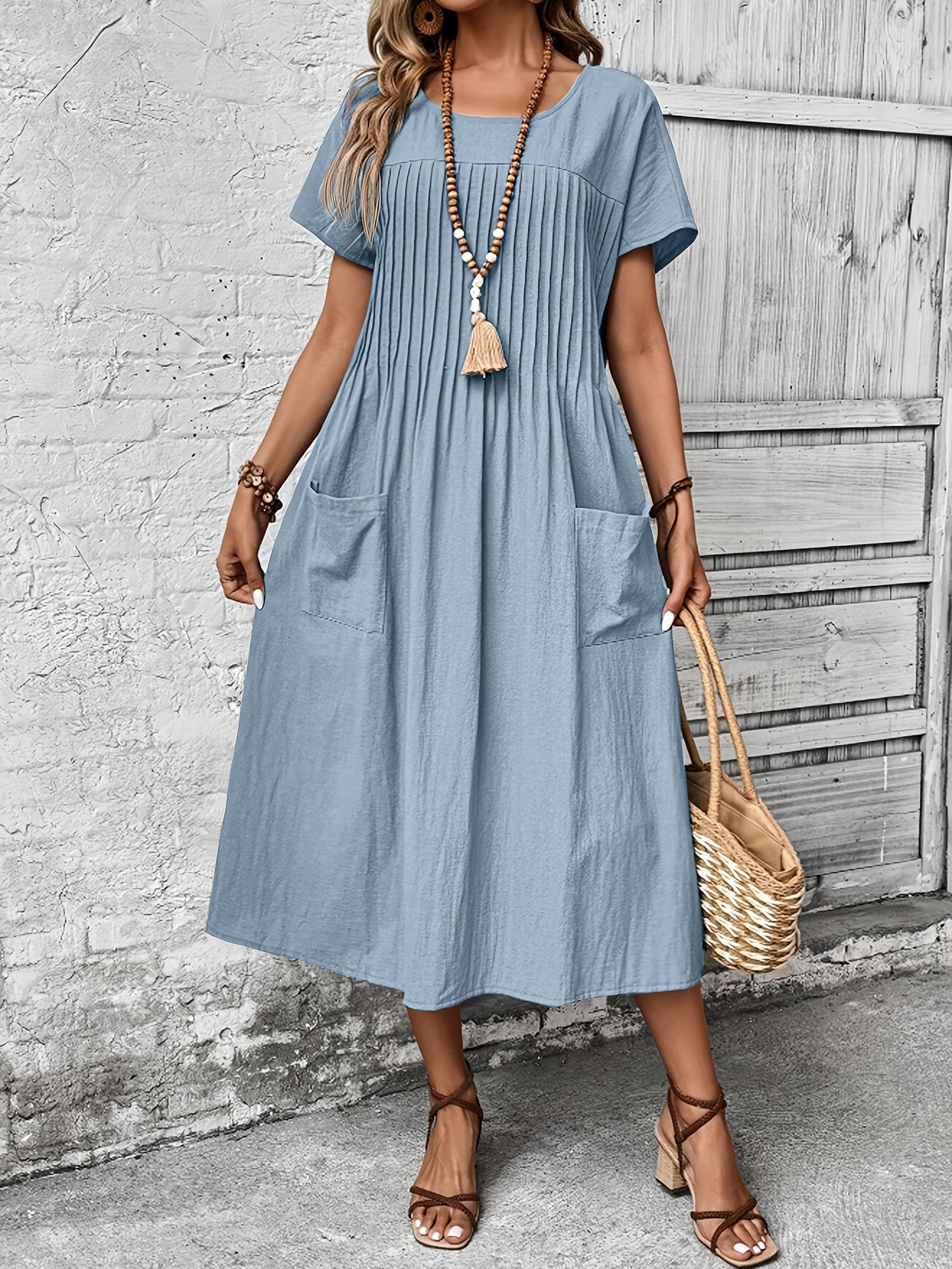 Skylar | Light Blue Batwing Midi Dress