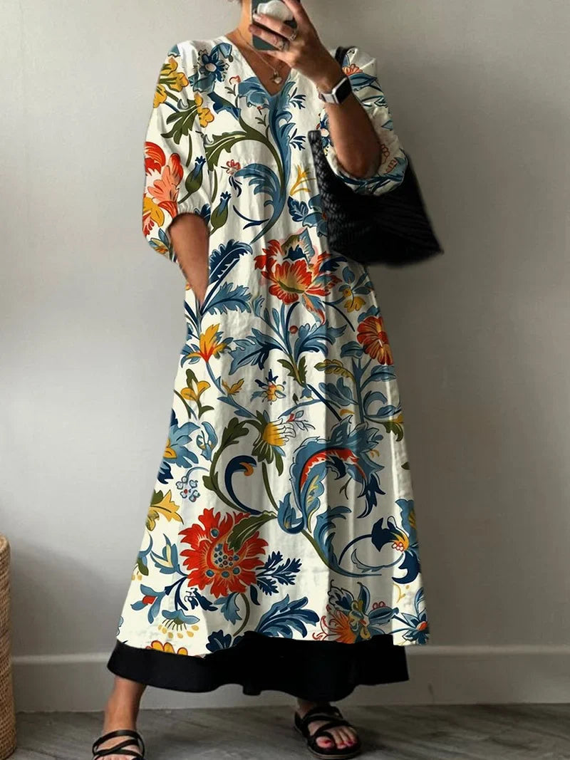 Eliza | Garden Print Midi Dress