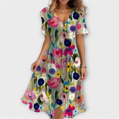 Ivy | Emerald Petal Wrap Midi Dress