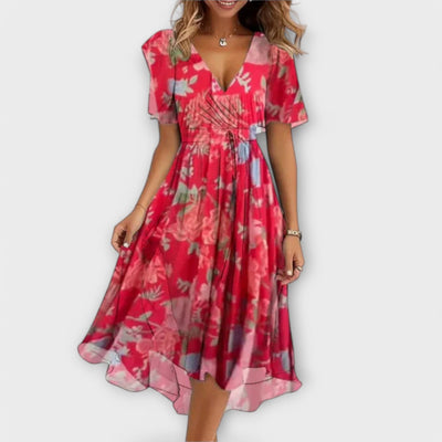 Ivy | Emerald Petal Wrap Midi Dress
