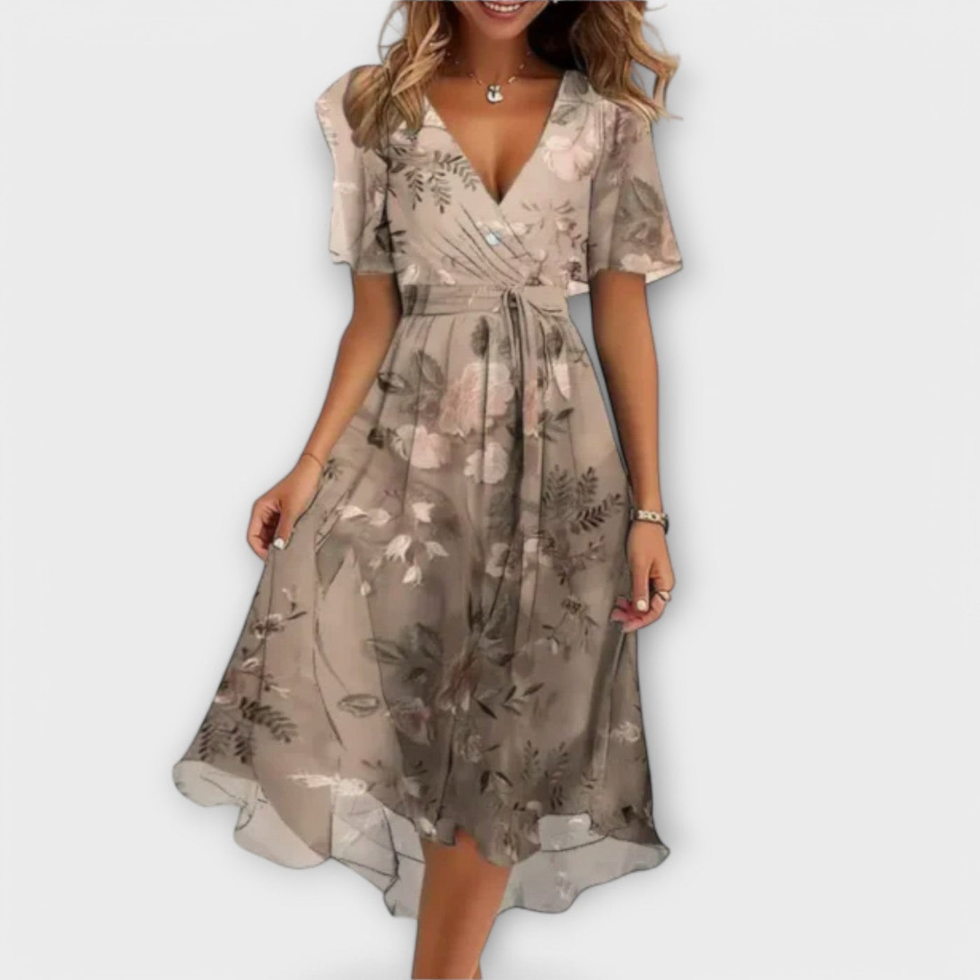 Ivy | Emerald Petal Wrap Midi Dress