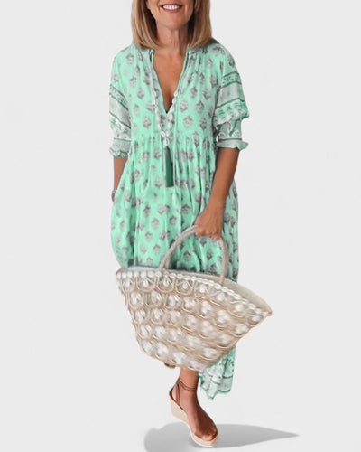 Lani | Bohemian-Button Midi Dress