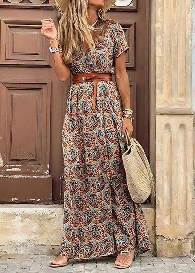 Ruby | Boho Print Slit Maxi Dress