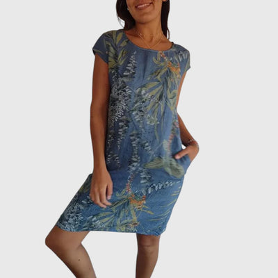 Noa | Soft Taupe Floral Pocket Dress