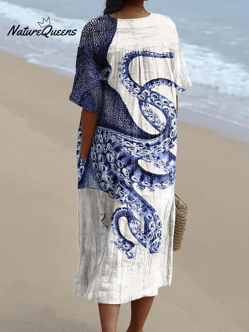 Freya | Ocean Spirit Octopus Print Midi Dress