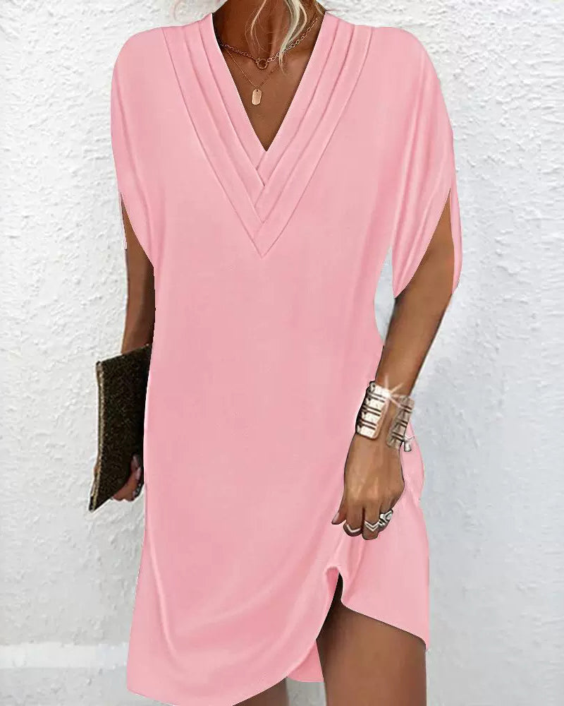 Grace | Deep Olive V-Neck Tunic Dress
