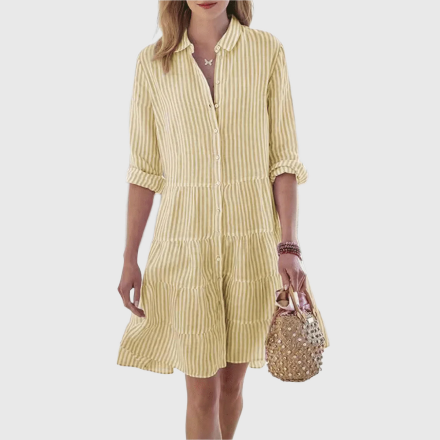 Grace | Mint Stripe Button-Down Shirt Dress