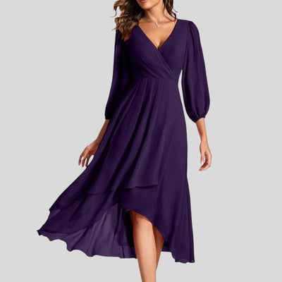 Vera | Ruffled Edge Asymmetrical Hem Dress