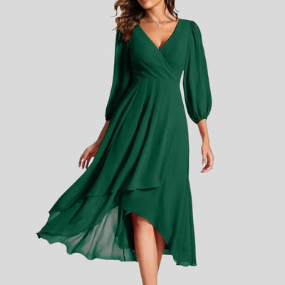 Vera | Ruffled Edge Asymmetrical Hem Dress