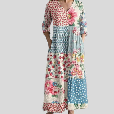 Polly | Retro Maxi Dress with Patterns