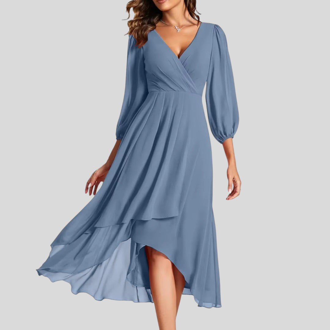 Vera | Ruffled Edge Asymmetrical Hem Dress