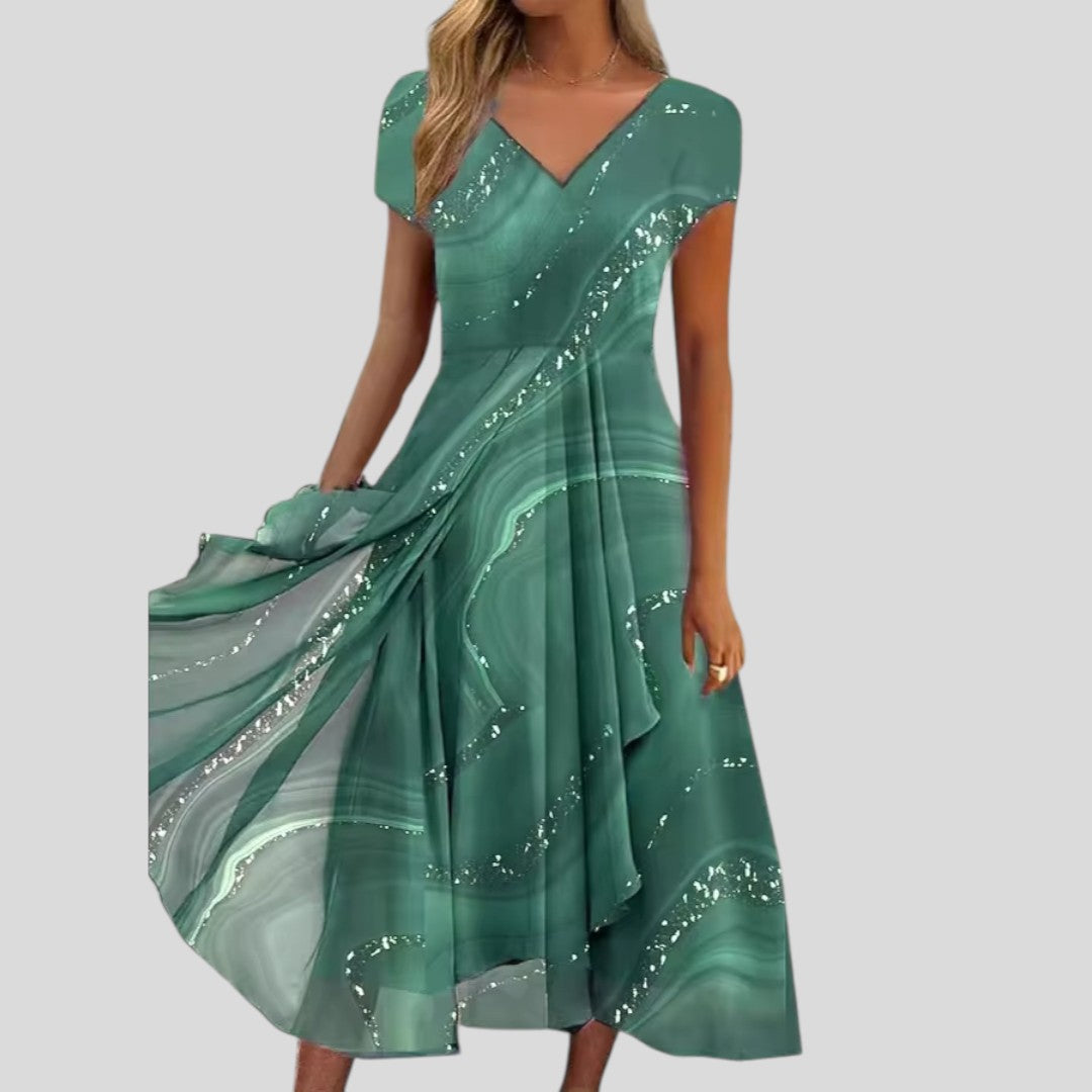 Emilia | Soft Drape V-Neck Midi Dress