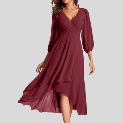 Vera | Ruffled Edge Asymmetrical Hem Dress