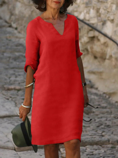 Diana | Elegant Black V-Neck Shift Dress