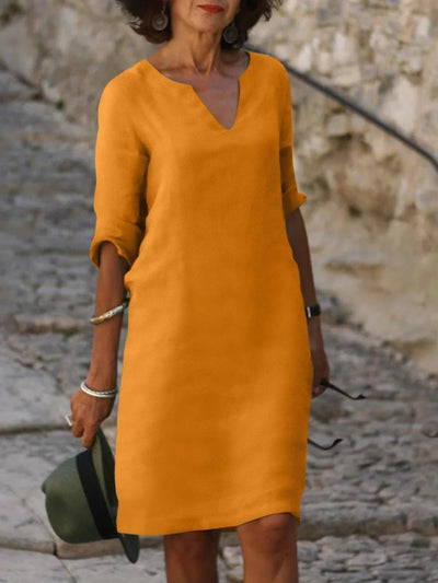 Diana | Elegant Black V-Neck Shift Dress