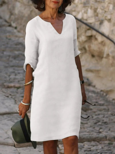 Diana | Elegant Black V-Neck Shift Dress