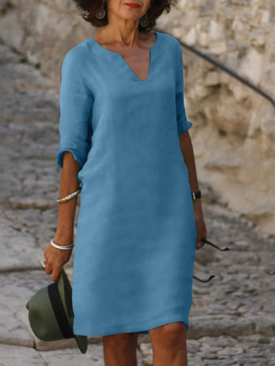 Diana | Elegant Black V-Neck Shift Dress