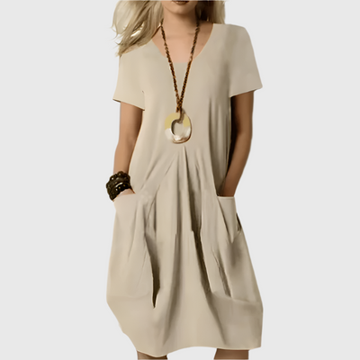 Nina | Classic Black Pocket Midi Dress