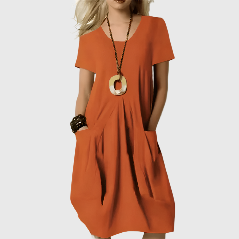 Nina | Classic Black Pocket Midi Dress