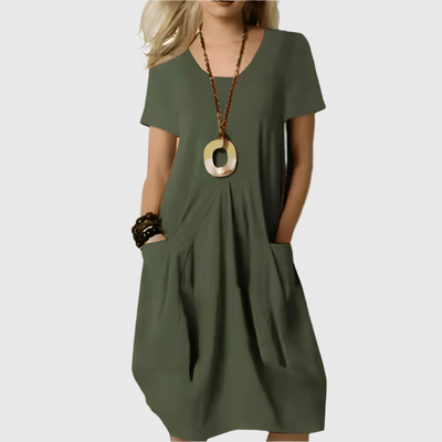 Nina | Classic Black Pocket Midi Dress