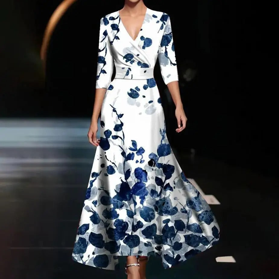 Jasmine | Colourflow V-Neck Artistic Maxi Dress