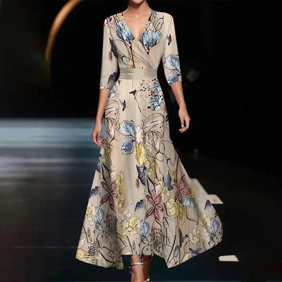 Jasmine | Colourflow V-Neck Artistic Maxi Dress