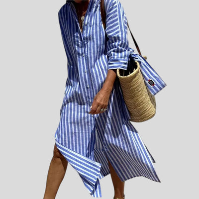 Maren | Classic Stripe Button Shirt Dress