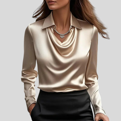 Serena | Luxe Satin Draped Blouse