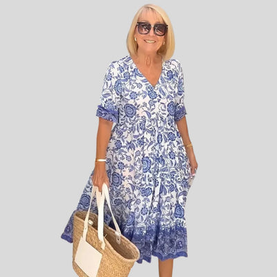 Luna | Elegant Floral V-Neck Dress