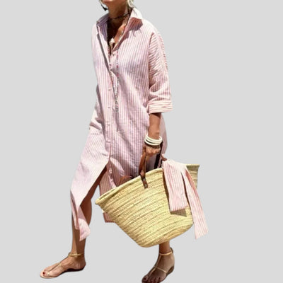 Maren | Classic Stripe Button Shirt Dress