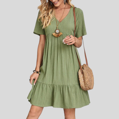 Audrey | Trendy Boho Ruffle Hem Dress