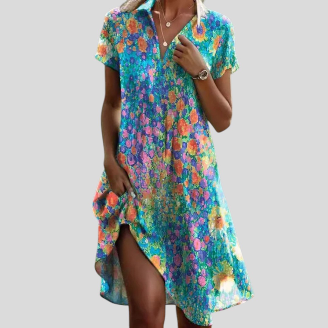 Ida | Chic Blossom Button-Front Dress