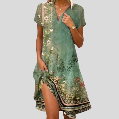 Ida | Chic Blossom Button-Front Dress