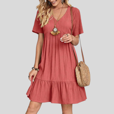 Audrey | Trendy Boho Ruffle Hem Dress