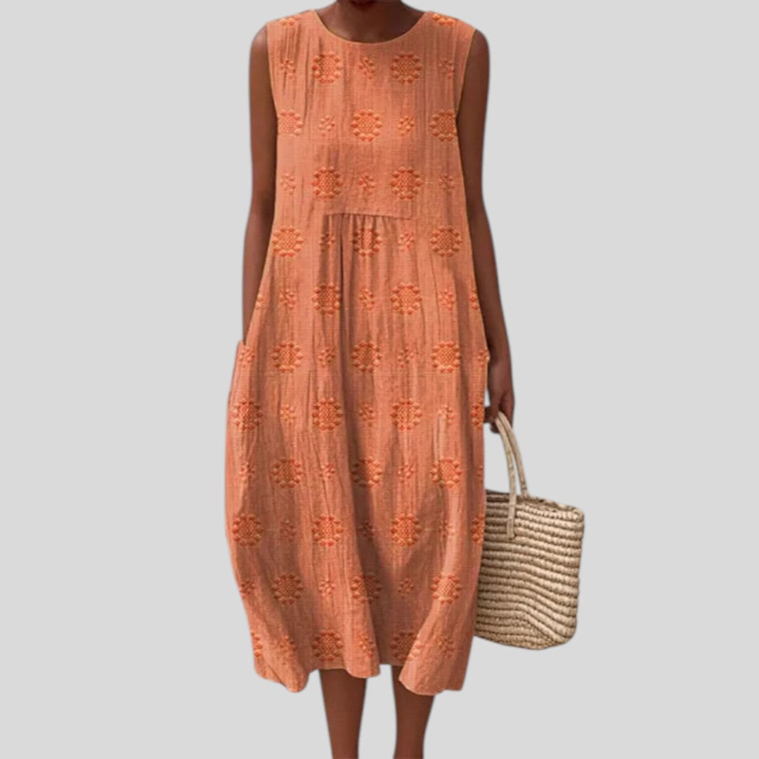 Stella | Sleeveless Embroidered Cotton Dress
