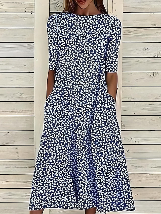 Elodie | Fresh Blue Blossom Swing Dress